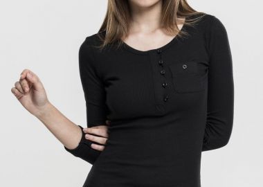 Γυναικείο T-Shirt Long Rib Pocket Turnup Tee Urban Classics TB1297 Black - Urban Classics - 