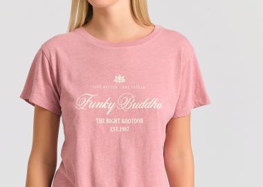 Γυναικείο t-shirt με branded vintage τύπωμα - FUNKY BUDDHA - 