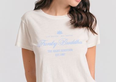 Γυναικείο t-shirt με branded vintage τύπωμα - FUNKY BUDDHA - 
