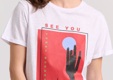 Γυναικείο t-shirt με desert artwork τύπωμα - FUNKY BUDDHA - 