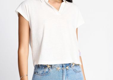 Γυναικείο T-shirt με γιακά - The basics collection - FUNKY BUDDHA - 
