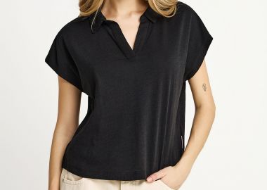 Γυναικείο T-shirt με γιακά - The basics collection - FUNKY BUDDHA - 