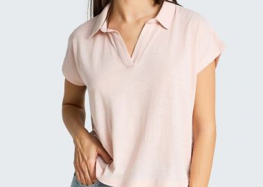 Γυναικείο T-shirt με γιακά - The basics collection - FUNKY BUDDHA - 