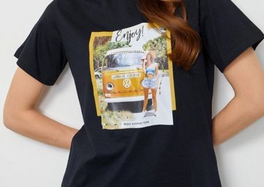 Γυναικείο t-shirt με σχέδιο Enjoy-μαύρο - SOU - 