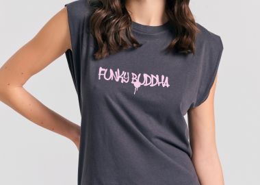 Γυναικείο t-shirt με text artwork τύπωμα στην πλάτη - FUNKY BUDDHA - 