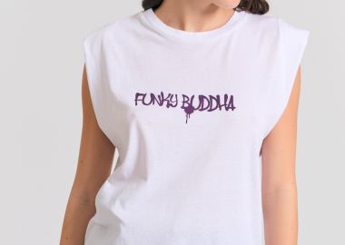 Γυναικείο t-shirt με text artwork τύπωμα στην πλάτη - FUNKY BUDDHA - 