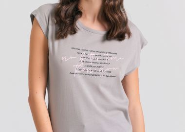 Γυναικείο t-shirt με τύπωμα text artwork και ανοιχτή πλάτη - FUNKY BUDDHA - 