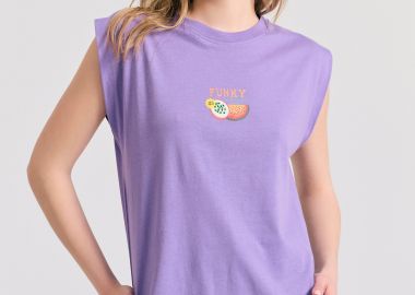 Γυναικείο t-shirt με vintage τύπωμα στην πλάτη - FUNKY BUDDHA - 