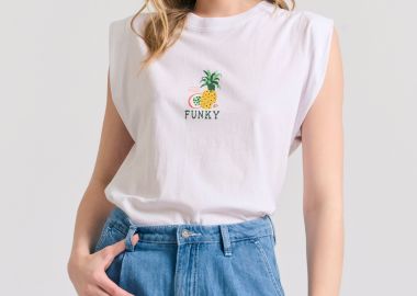 Γυναικείο t-shirt με vintage τύπωμα στην πλάτη - FUNKY BUDDHA - 