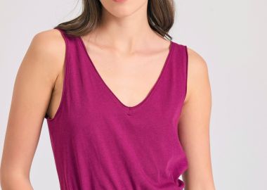Γυναικείο tank top με raw cuts τελειώματα - FUNKY BUDDHA - 