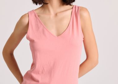 Γυναικείο tank top με raw cuts τελειώματα - FUNKY BUDDHA - 