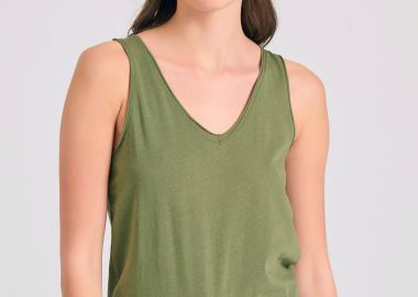 Γυναικείο tank top με raw cuts τελειώματα - FUNKY BUDDHA - 