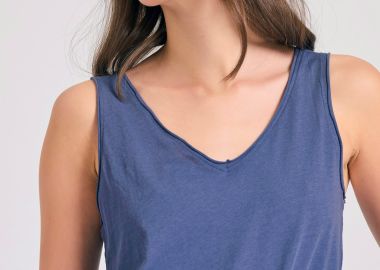 Γυναικείο tank top με raw cuts τελειώματα - FUNKY BUDDHA - 