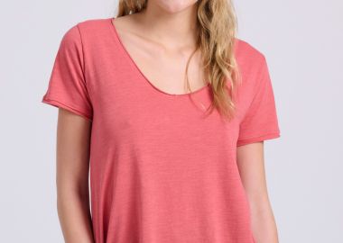 Γυναικείο V-neck μονόχρωμο t-shirt - The essentials - FUNKY BUDDHA - 