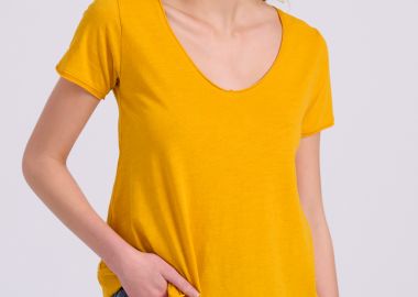 Γυναικείο V-neck μονόχρωμο t-shirt - The essentials - FUNKY BUDDHA - 