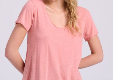 Γυναικείο V-neck μονόχρωμο t-shirt - The essentials - FUNKY BUDDHA - 