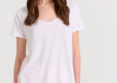 Γυναικείο V-neck μονόχρωμο t-shirt - The essentials - FUNKY BUDDHA - 