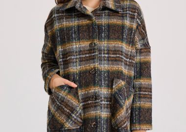 Γυναικείο wool blend καρό παλτό - FUNKY BUDDHA - 