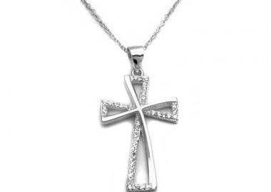 Γυναικείος σταυρός ασημένιος με πέτρες SG130 - Asimenio - 