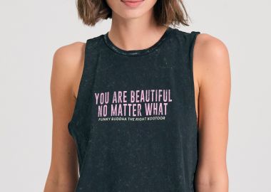 Γυνακείο garment dyed tank top με text artwork τύπωμα - FUNKY BUDDHA - 
