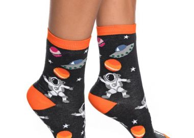 ΓΥΝΑΙΚΕΙΑ ΒΑΜΒΑΚΕΡΗ ΚΑΛΤΣΑ ΙΝΙΖΙΟ ΜΕ ΣΧΕΔΙΟ ΑΣΤΡΟΝΑΥΤΗ 3197-08-3 ΑΝΘΡΑΚΙ - INIZIO - 