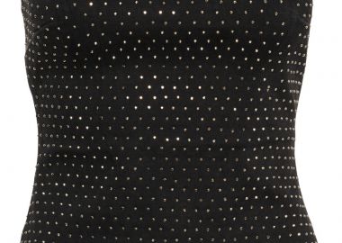 ΓΥΝΑΙΚΕΙΑ ΜΠΛΟΥΖΑ AYOMW RHINESTONE DENIM TOP ΜΑΥΡΟ - MY ESSENTIAL WARDROBE - 