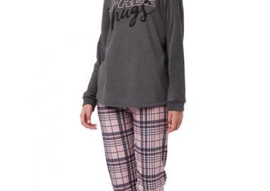 ΓΥΝΑΙΚΕΙΑ ΠΥΤΖΑΜΑ ΧΕΙΜΕΡΙΝΗ Free Hugs Fleece ΑΝΘΡΑΚΙ-ΜΑΥΡΟ 90-52041-025 Ανθρακί - Minerva - 