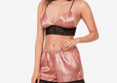 ΓΥΝΑΙΚΕΙΟ BABYDOLL ΣΑΤΕΝ ΜΕ BRALETTE SPOTTED LOVE MG224 Ροζ - MOONGIRL - 