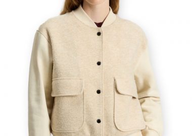 ΓΥΝΑΙΚΕΙΟ ΦΟΥΤΕΡ MIXED FLEECE BOMBER WOOLRICH ΚΑΝΟΝΙΚΗ ΓΡΑΜΜΗ ΜΠΕΖ - WOOLRICH - 