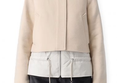 ΓΥΝΑΙΚΕΙΟ ΜΠΟΥΦΑΝ TWILL WOOL JACKET WOOLRICH ΚΑΝΟΝΙΚΗ ΓΡΑΜΜΗ ΜΠΕΖ - WOOLRICH - 