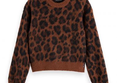 ΓΥΝΑΙΚΕΙΟ ΠΟΥΛΟΒΕΡ FUZZY JACQUARD PULLOVER SCOTCH & SODA ΑΝΕΤΗ ΓΡΑΜΜΗ ΚΑΦΕ - SCOTCH & SODA - 