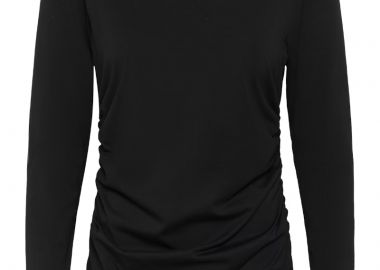 ΓΥΝΑΙΚΕΙΟ T-SHIRT LeaMW MY ESSENTIAL ΜΑΚΡΥΜΑΝΙΚΟ ΚΑΝΟΝΙΚΗ ΓΡΑΜΜΗ ΜΑΥΡΟ - MY ESSENTIAL WARDROBE - 