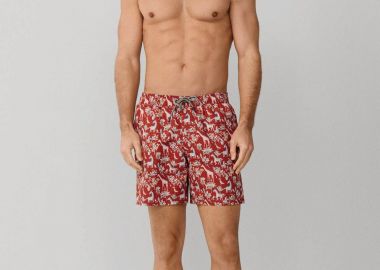 Hackett ανδρικό μαγιό σορτς με safari print Regular Fit - HMB100033 Κόκκινο - HACKETT - 