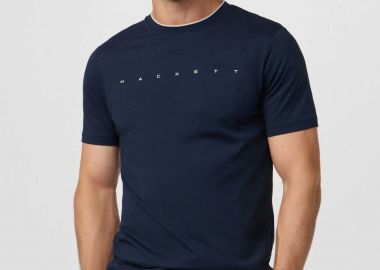 Hackett ανδρικό T-shirt με λογότυπο Classic Fit - HM5000103 Μπλε Σκούρο - HACKETT - 
