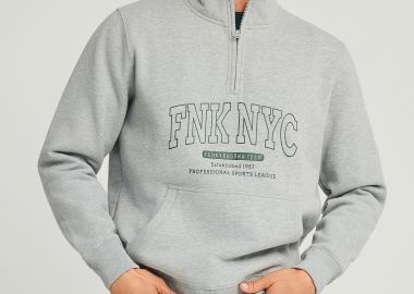 Half-zip ανδρικό φούτερ με ψηλή λαιμόκοψη - FUNKY BUDDHA - 