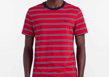 Harmont & Blaine ανδρικό T-shirt με ριγέ σχέδιο και κεντημένο λογότυπο Regular Fit - IRQ408021912 Κόκκινο - HARMONT & BLAINE - 