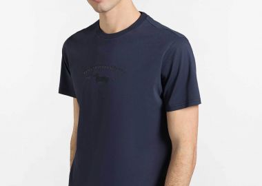 Harmont & Blaine ανδρικό T-shirt με vintage logo Regular Fit - IRQ412021824 Μπλε Σκούρο - HARMONT & BLAINE - 