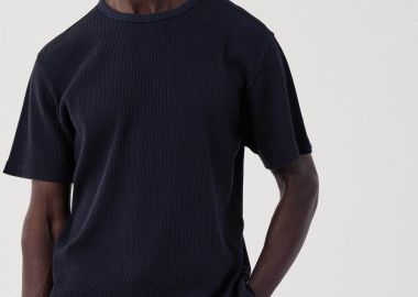 Hartford ανδρικό T-shirt με waffle pattern Regular Fit - BF95310 Μπλε Σκούρο - HARTFORD - 