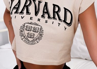 HARVARD BEIGE CROP TSHIRT -  - 