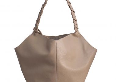 Helena Small Δερμάτινη Τσάντα Ώμου Taupe Πούρου - Bonendis - 