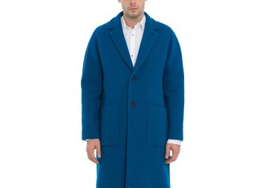 HEVO Ανδρικό Μπλε Blue Wool-Blend Coat - HEVO - 