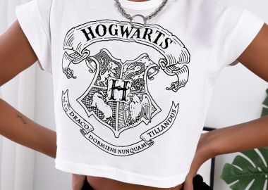 HOGWARTS WHITE CROP TSHIRT - sense-shop - 
