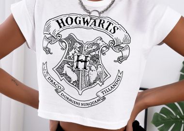 HOGWARTS WHITE CROP TSHIRT - fashionroom - 