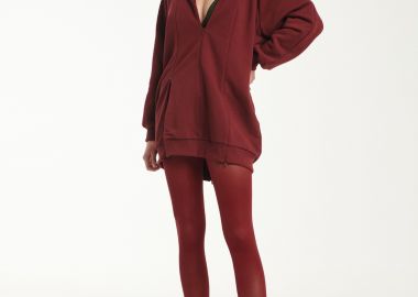 Hooded Jacket With Zippers In Burgundy - Cutcuutur - 