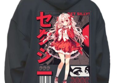 Hoodie Anime Silly Girl Pop Culture Black - Pop Culture - 