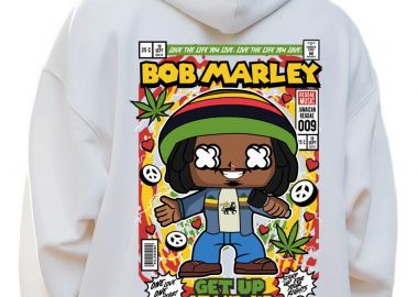 Hoodie Bob Marley Pop Culture White - Pop Culture - 