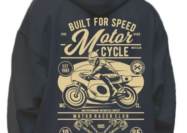 Hoodie Built For Speed Motorcycle Pop Culture Black - Pop Culture - 