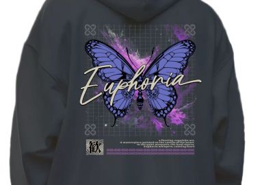 Hoodie Butterfly Graphic Pop Culture Black - Pop Culture - 