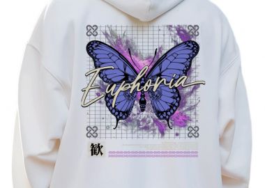 Hoodie Butterfly Graphic Pop Culture White - Pop Culture - 