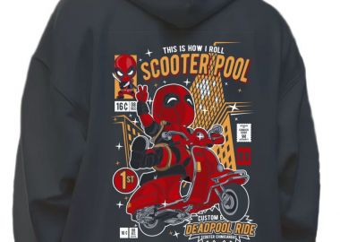 Hoodie Deadpool Scooter Pop Culture Black - Pop Culture - 